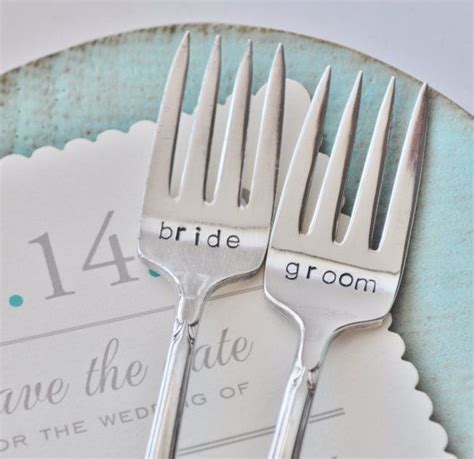 Bride And Groom Vintage Wedding Cake Forks Matching Set Wedding