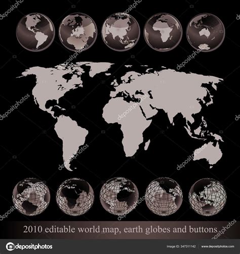 Carte Monde Modifiable Globes Boutons Vecteur Par ©yayimages 347311142