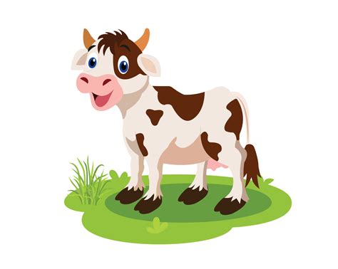 Cute Cartoon Cow Standing On Grass Vector Illustration 20240730 Vector Art At Vecteezy