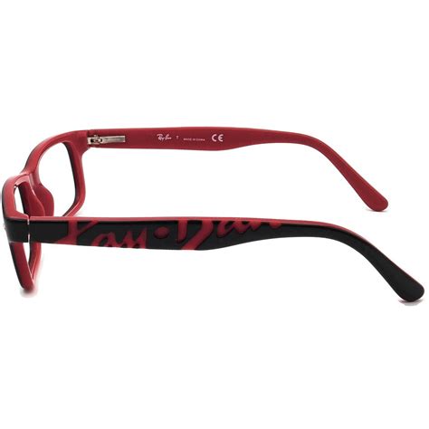 ray ban small eyeglasses rb 1535 3573 black red rectangular etsy