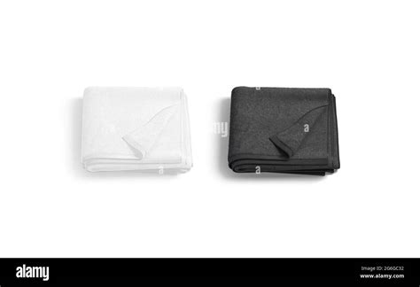 Blaank Black And White Folded Towel With Deferred Corner Mockup 3d Rendering Empty Soft Body