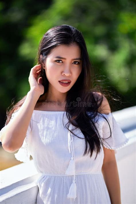Close Up Portrait Of Beautiful Asian Girl At Sunny Day Stock Image