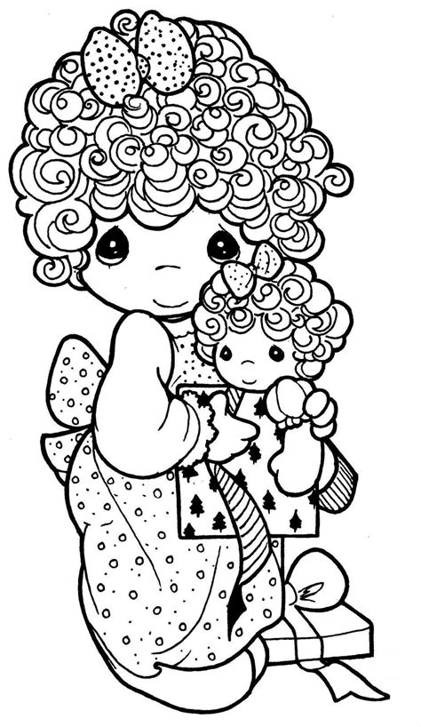 Drawing Of Girl With Doll Precious Moments Coloring
