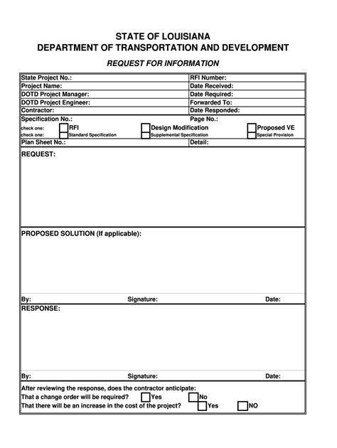 Fillable Rfi Form Printable Forms Free Online
