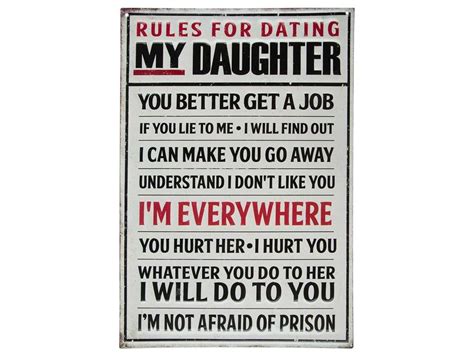 Rules For Dating My Daughter Embossed Tin Sign Shop Hobby Lobby