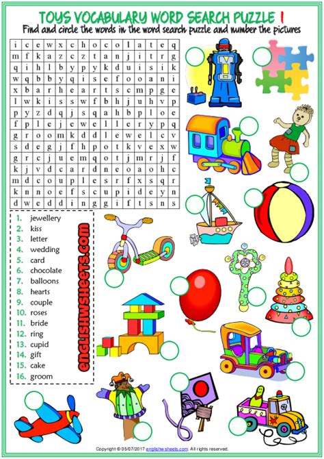 Toys Esl Printable Word Search Puzzle Worksheets For Kids