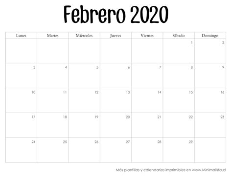 Calendario 2020 Febrero Diseños Decorativos Para Imprimir