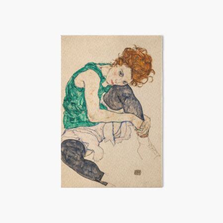 Impression rigide Vintage femme assise Egon Schiele avec les jambes relevées Adele Herms
