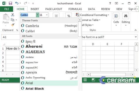 Cara Ngubah Mengganti Jenis Font Header Lembar Kerja Excel