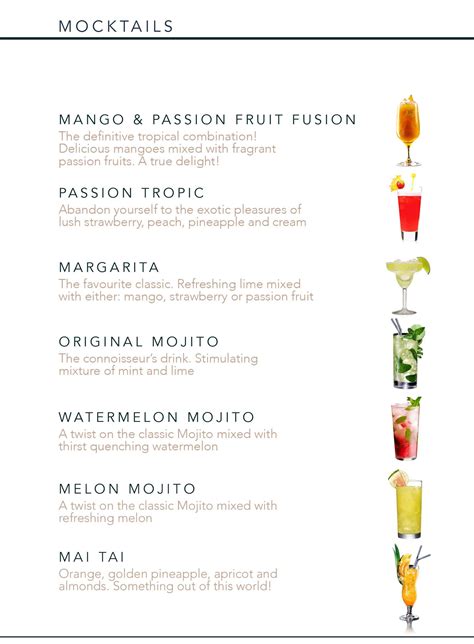 Sample Mocktail Menu 1 U2022 Tbl Drinks Mocktails Mocktail Recipe