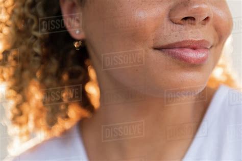 Close Up Of Smiling Woman S Face Stock Photo Dissolve