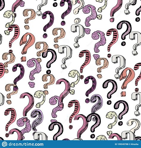 Seamless Pattern Doodle Questions Marks Set Stock Illustration