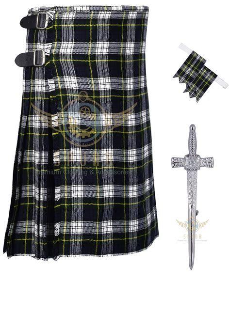 Scottish Dress Gordon Tartan 8 Yard Kilt Highland Traditional 8 Yard