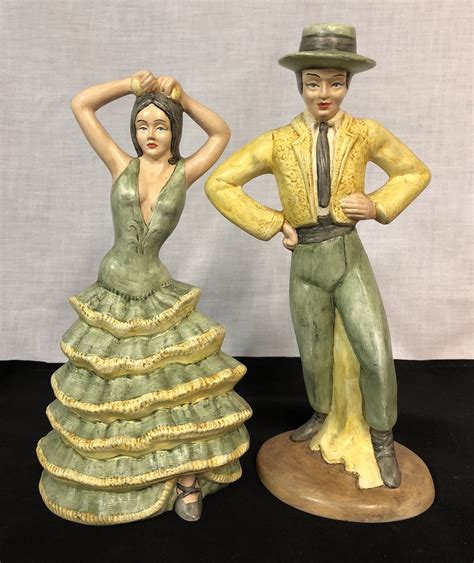 Vintage Ceramic Art Spanish Flamenco Dancers Man And Woman Spanish