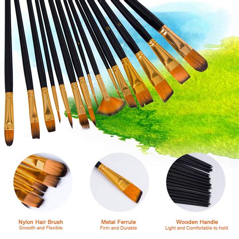 15pcs Nylon Hair Artist Paint Brushes Palette Sponge Set With Storage