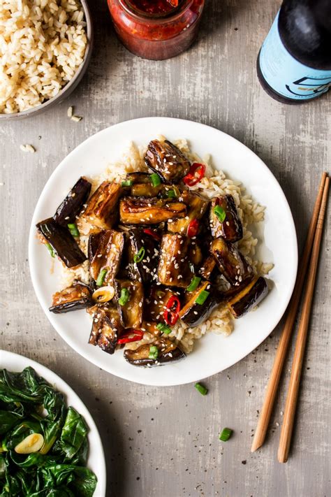 If you're like me and you prefer rice recipes then you will be happy. Vegan Chinese aubergine - Lazy Cat Kitchen