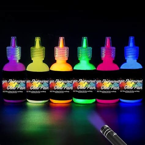 6 X 28 ml iLC Pintura Corporal Pintar Neón Fluorescente Color UV Luz