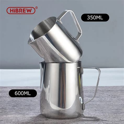 Hibrew Stainless Steel Frothing Coffee Pitcher Pull Flower Cup