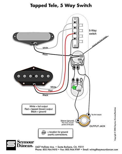 Hello, im building a tele, and i want to have a standard tele wiring but with a phase switch.i found this schematic on seymour duncan, and i have two questions. Tele Wiring Diagram, tapped with a 5 way switch | Telecaster Build | Electric guitar lessons ...