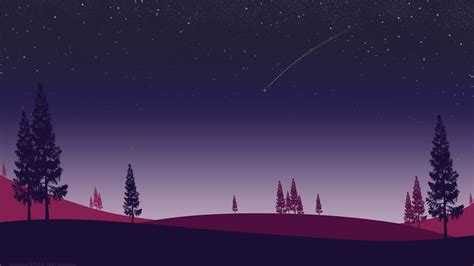 2560x1440 Night Trees Stars In Sky Minimalism Artwork 5k 1440p