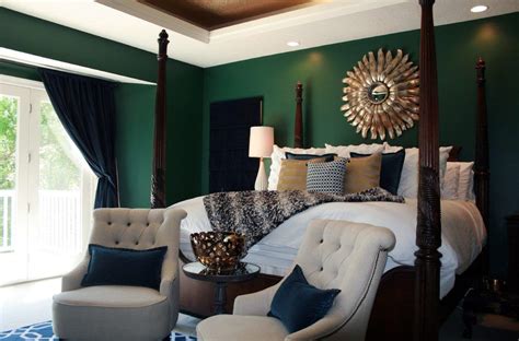 Emerald Green Bedroom Bedroom Transitional With White
