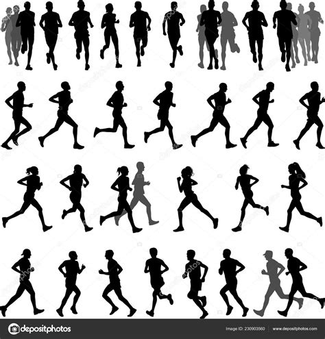 Runners Silhouettes Collection Vector — Stock Vector © Bokica 230903560
