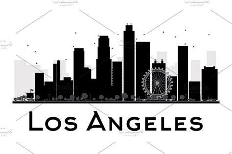 Los Angeles City Skyline Silhouette ~ Illustrations ~ Creative Market