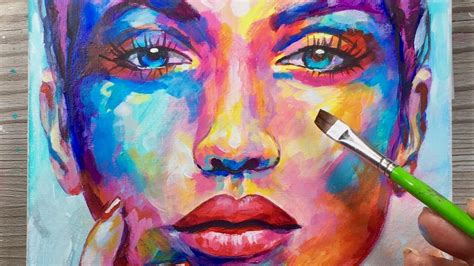 How To Use Abstract Colours Painting Acrylic On Canvas Portrait Youtube
