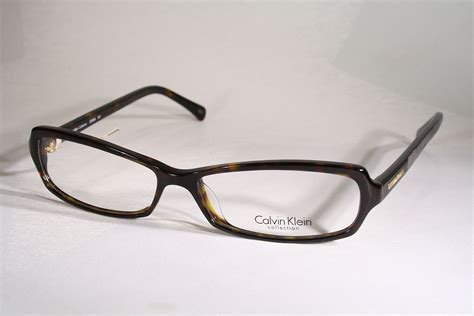 New Calvin Klein Tortoise Brown Engraved Womens Eyeglass Frames