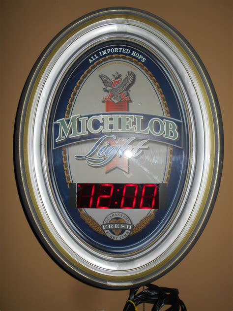 Michelob Light All Imported Hops Neon Digital Clock By Grimm Ind For