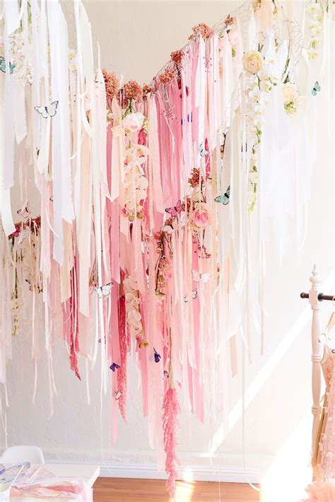 Girls Birthday Party Decoration Ideas Hanging Flower And Ribbon
