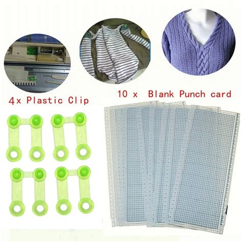 10sheets 24 stitch punch card 4 clips for brother knitting machines kh860 kh260 punch cards