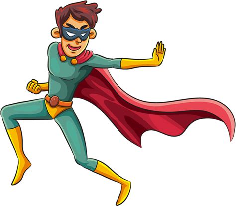 Cartoon Superhero With A Mask In Fighting Pose Superhero With A Mask Clipart Full Size
