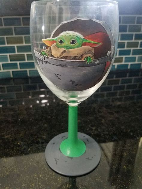 Baby Yoda Wine Glass Yoda Wine Glass The Mandalorian Wine Glass