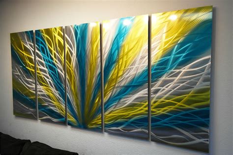 Radiance Blue Yellow 36x79 Metal Wall Art Abstract