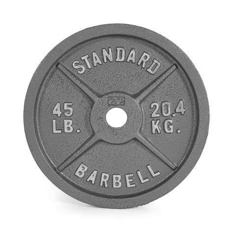 Barbell Gray Olympic Cast Iron Weight Plate 45 Lb