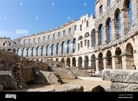 Ancient Roman Amphitheater In Pula Croatia Stock Photo Alamy