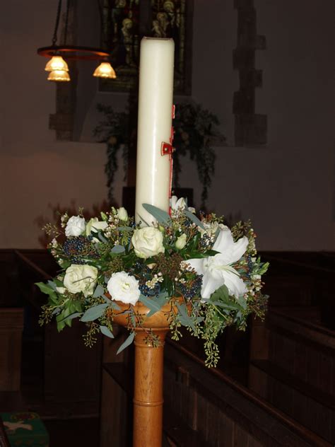 Pasque Candle Decorated For A Winter Wedding Church