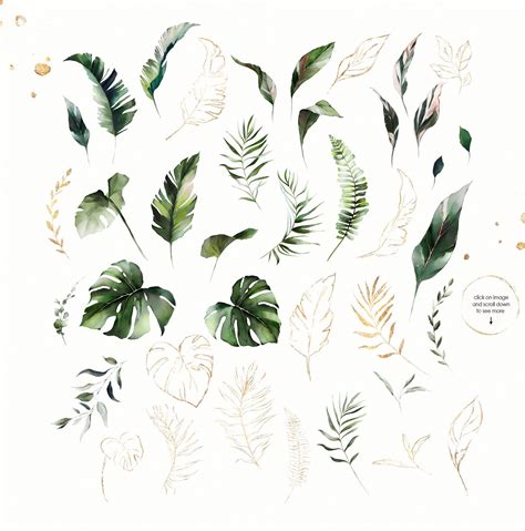 Tropical Watercolor & Gold Leaves | Tropical watercolor, Watercolor gold, Watercolor