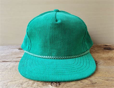 Vintage Green Corduroy Rope Lined Snapback Hat Blank Baseball Etsy