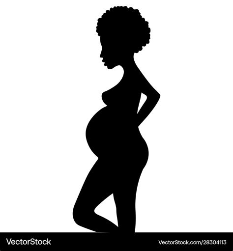 Black Silhouette Pregnant African Woman Royalty Free Vector