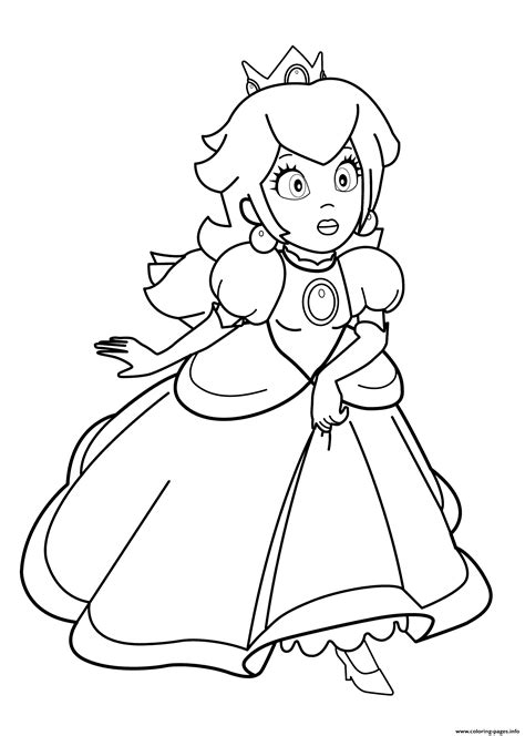 Mario Princess Peach Coloring Pages To Print : Super Mario Brothers