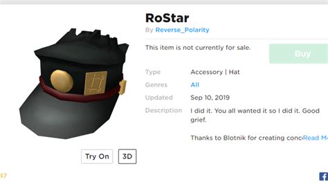 Jotaro Part 6 Hat Roblox