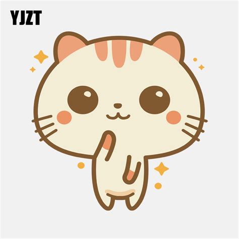 Yjzt 12cm12cm Cartoon Cute Big Face Cat High Quality Car Sticker Pvc