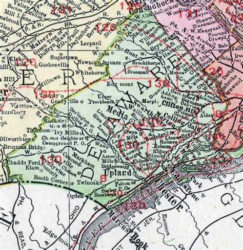 Delaware County Pennsylvania 1911 Map Chester Media Marcus Hook