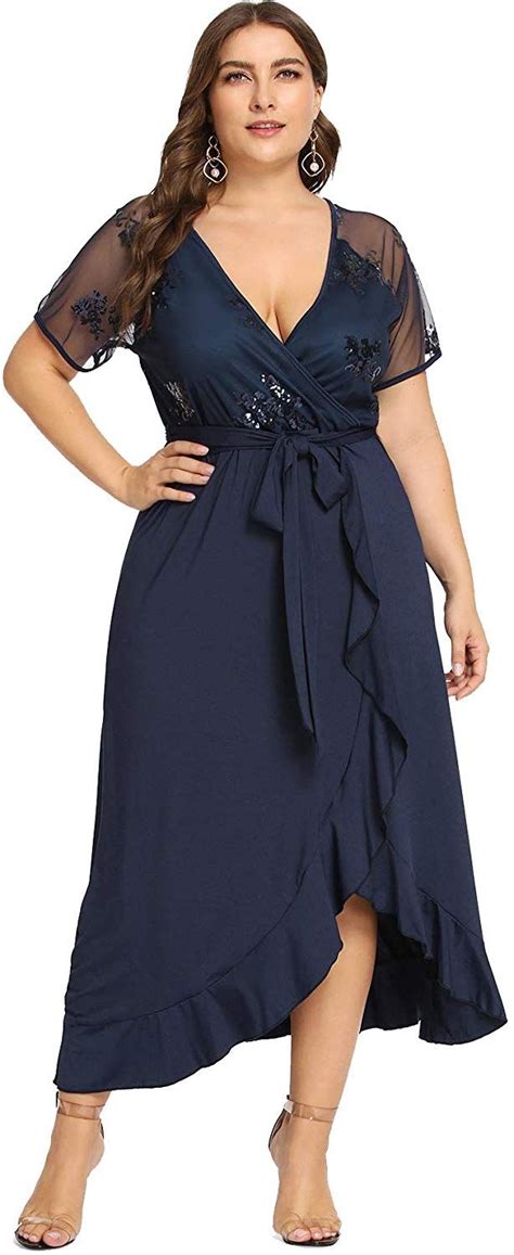 Milumia Womens Plus Size Wrap Dress Floral Boho Empire Waist Short Sleeves Party Homecoming