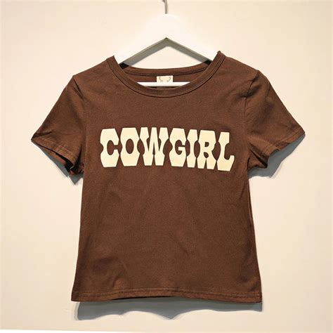 Y2k Brown Cowgirl Crop Top Cropped Tee T Shirt Cropped Y2k Etsy