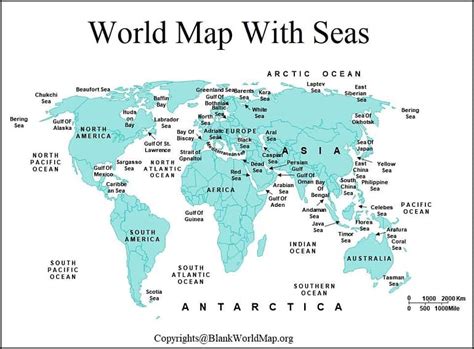 Free Labeled Map Of The World With Oceans And Seas Pdf