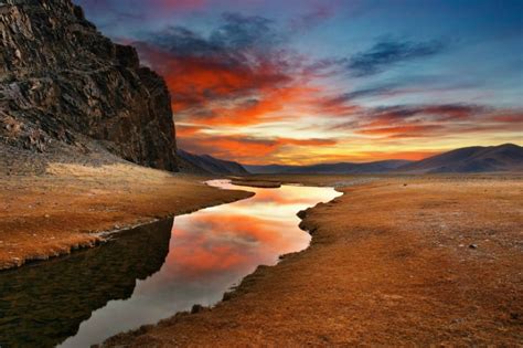 Beautiful Sunset Gobi Desert Mongolia Beautiful Places Best