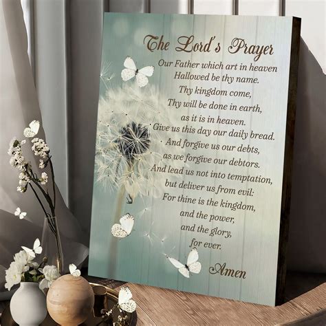 Dandelion The Lords Prayer Wall Art Canvas Christian Poster To Print